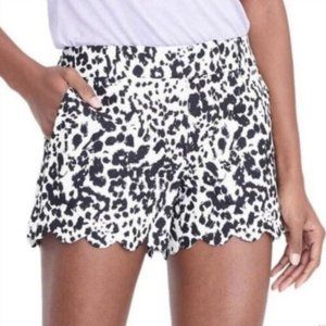 J Crew H5608 Linen Cotton Blend Scalloped Ink Animal Print  Shorts Size 4